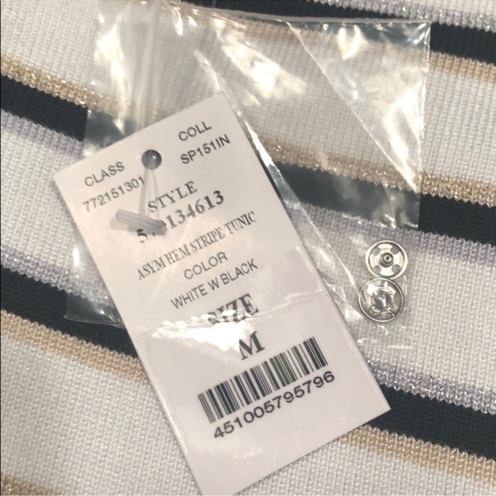 WHITE HOUSE BLACK MARKET Asymmetrical Striped Sweater Tunic, Size M. NWT! - Picture 8 of 12